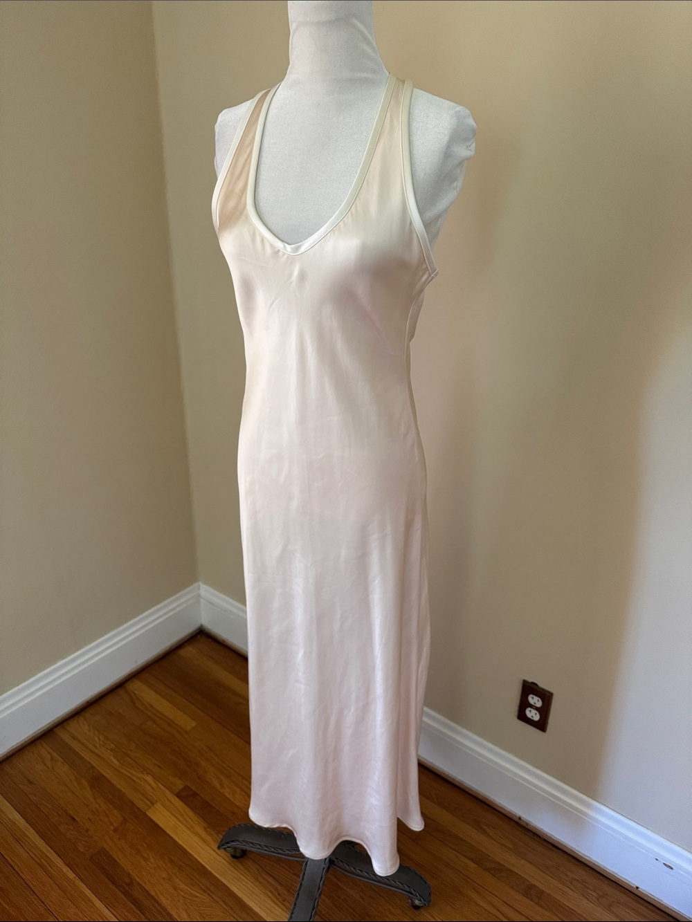 Zara Cream Slip Dress with racer back and V Scoop Neck M